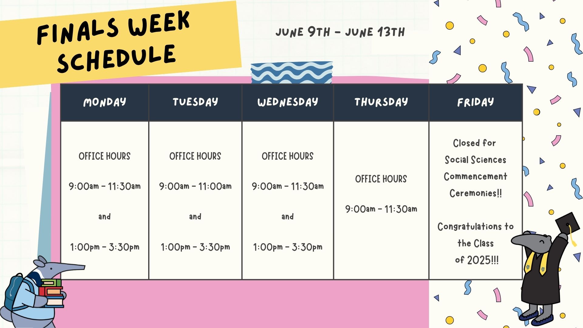 Spring 2025 Finals Week Schedule