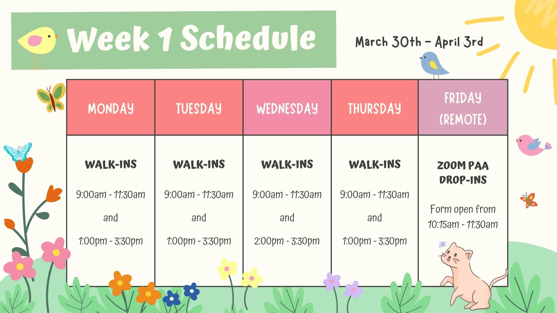 Week 1 Schedule
